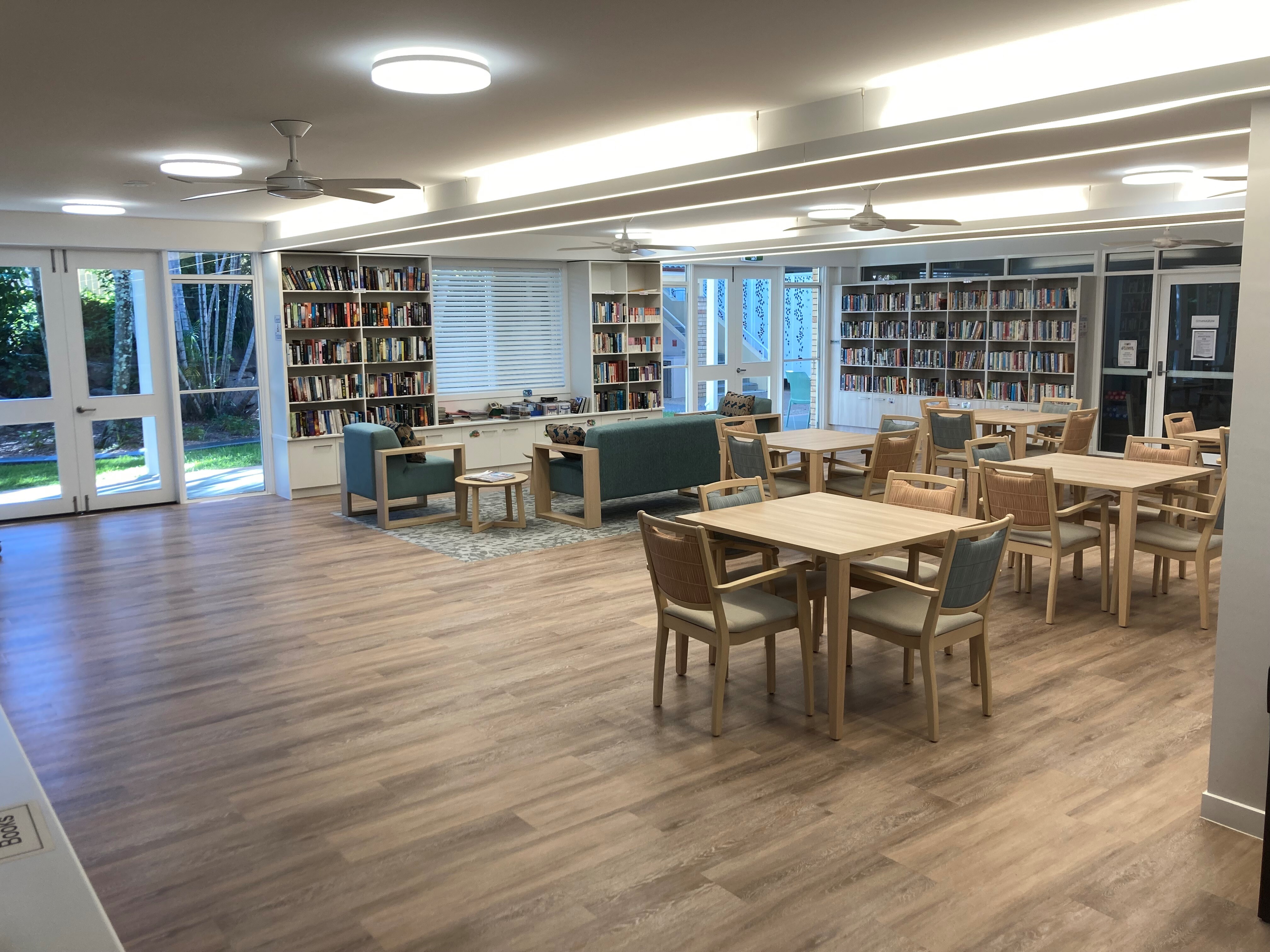 Resident activity area and library