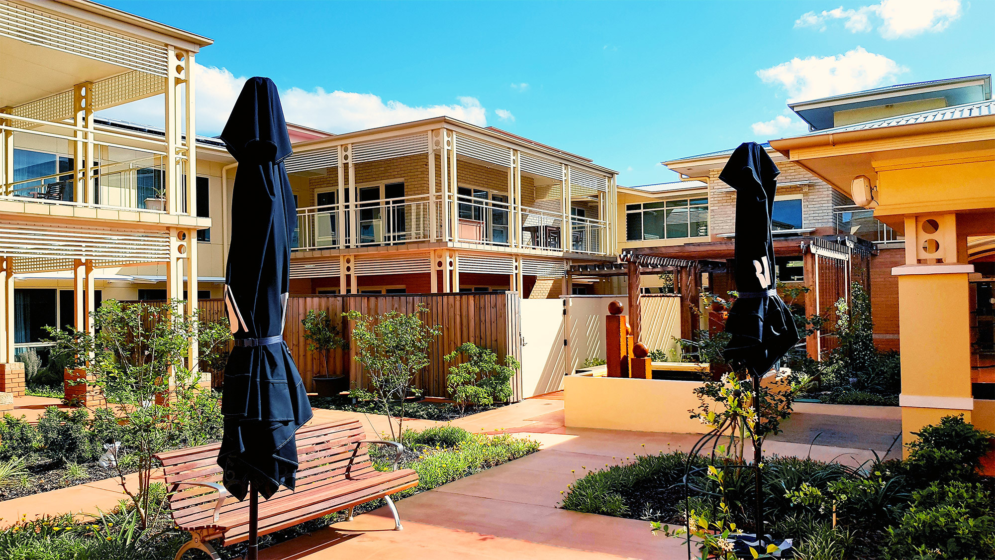 Central aged care courtyard